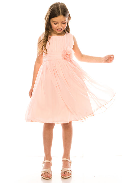 Girls Flower Waist Chiffon Flower Girl Dress 2-14 - SophiasStyle.com